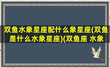 双鱼水象星座配什么象星座(双鱼是什么水象星座)(双鱼座 水象)